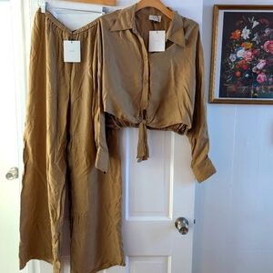 DISSH Australia Martini Tie front shirt & Marco Pampas Relaxed Pant Set BNWT